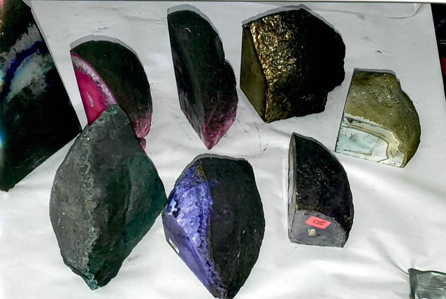 Decorative Agate-Stone Display Pieces with Heavy Smoke Damage (Before Cleaning)